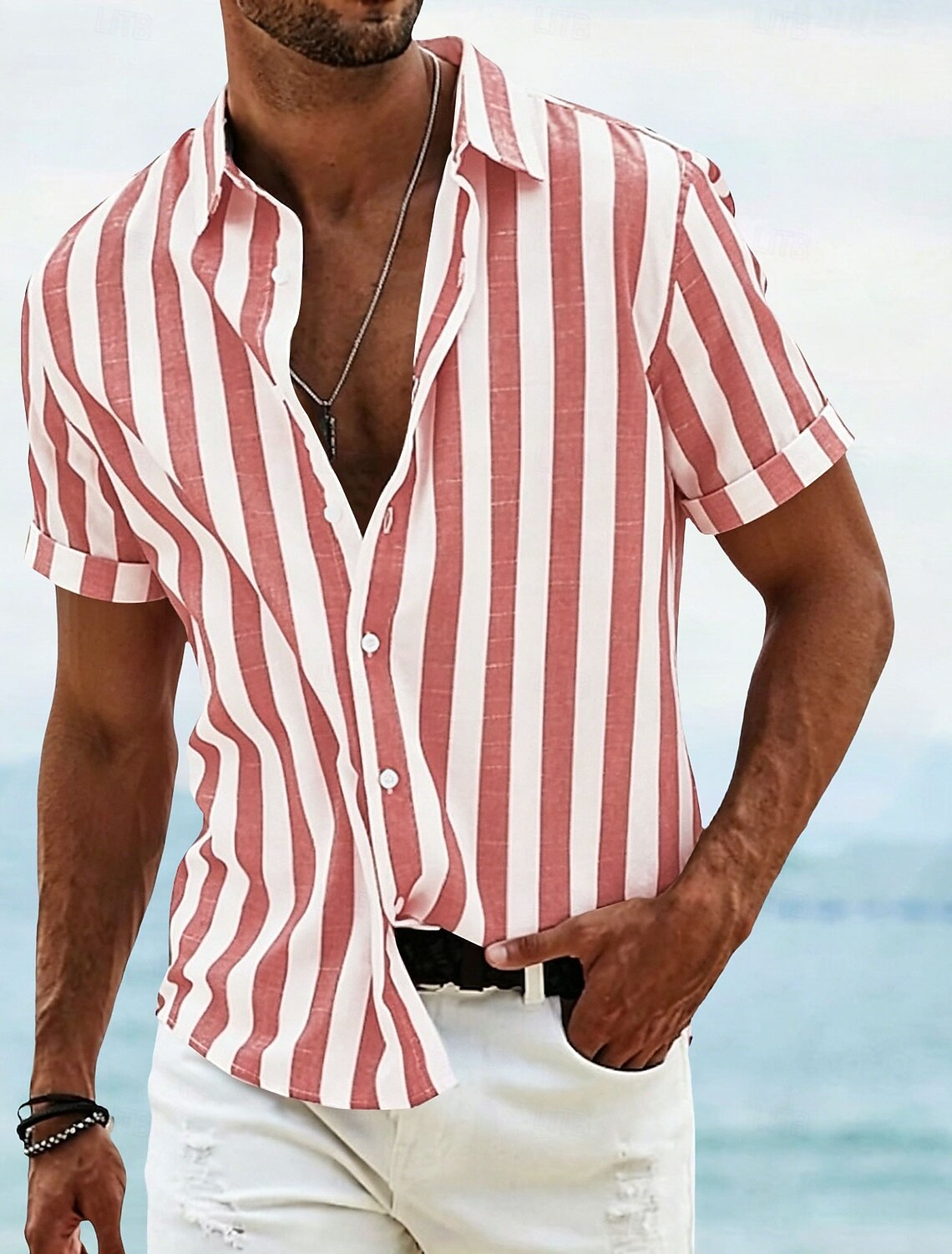 Men's Shirt Linen Shirt Summer Shirt Beach Shirt Cotton Linen Shirt Striped Shirts Striped Vacation Hawaiian Yellow Red Blue Green Long Sleeve Turndown Spring & Fall Clothing Apparel Button-Down