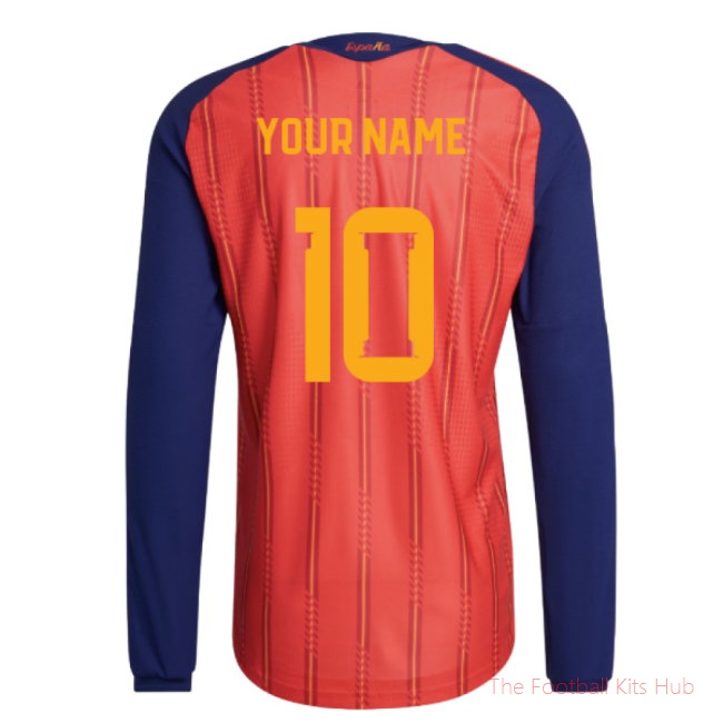 2026-2027 Spain Authentic Long Sleeve Home Shirt (Your Name)