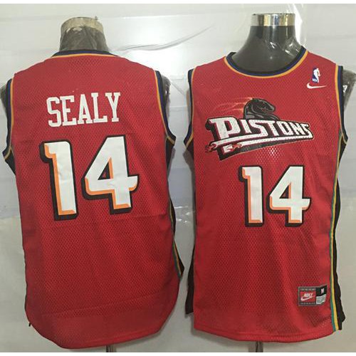 Detroit Pistons #14 Malik Sealy Red Nike Throwback Stitched NBA Jersey Mens