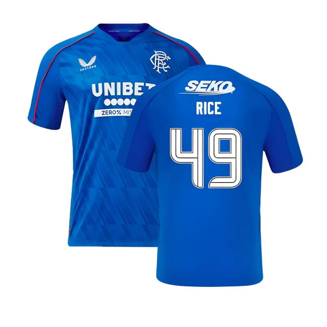Authentic Rangers Fc Main Shirt Rice 4 #9 Official Merchandise