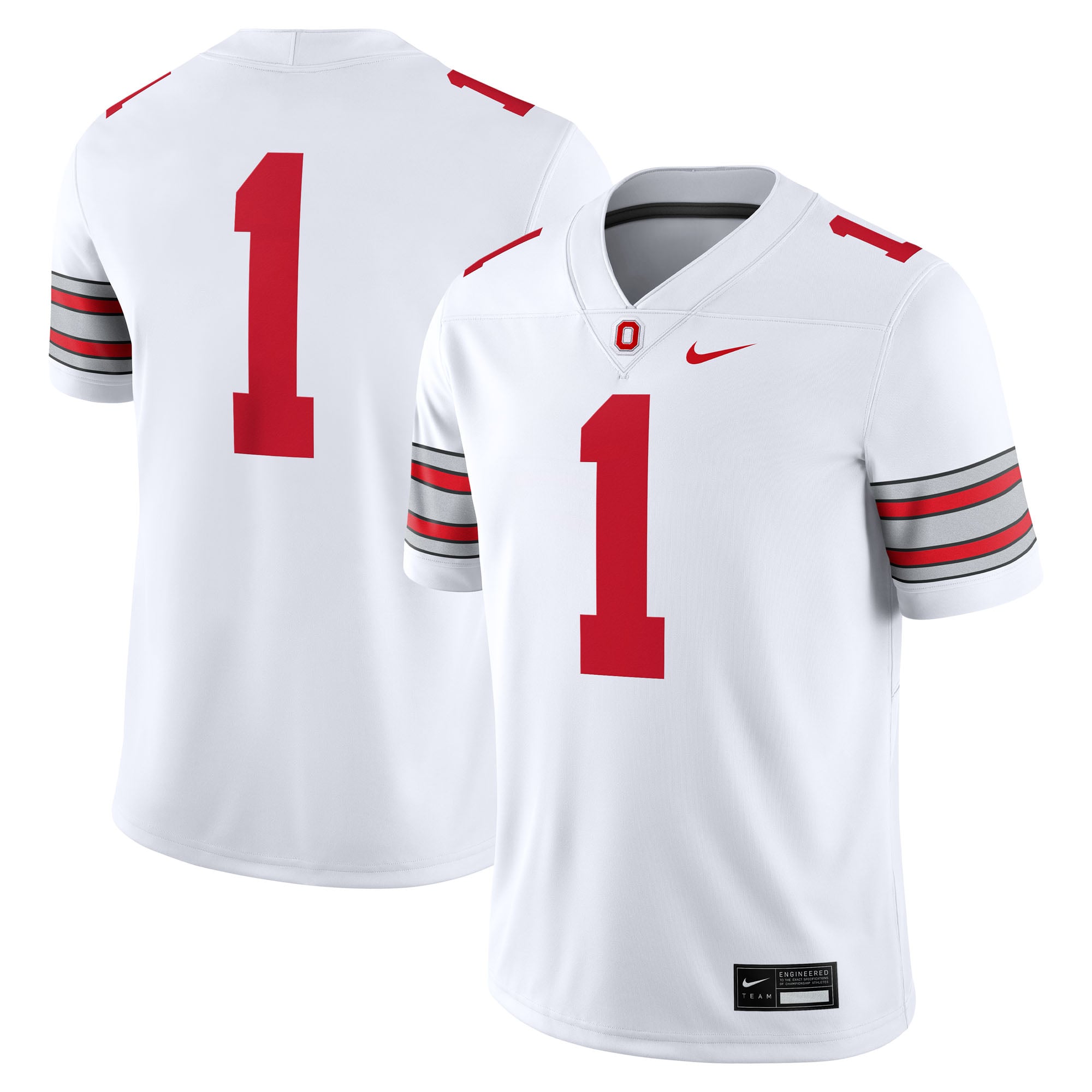 Men's #1 White Ohio State Buckeyes Road Game Football Jersey