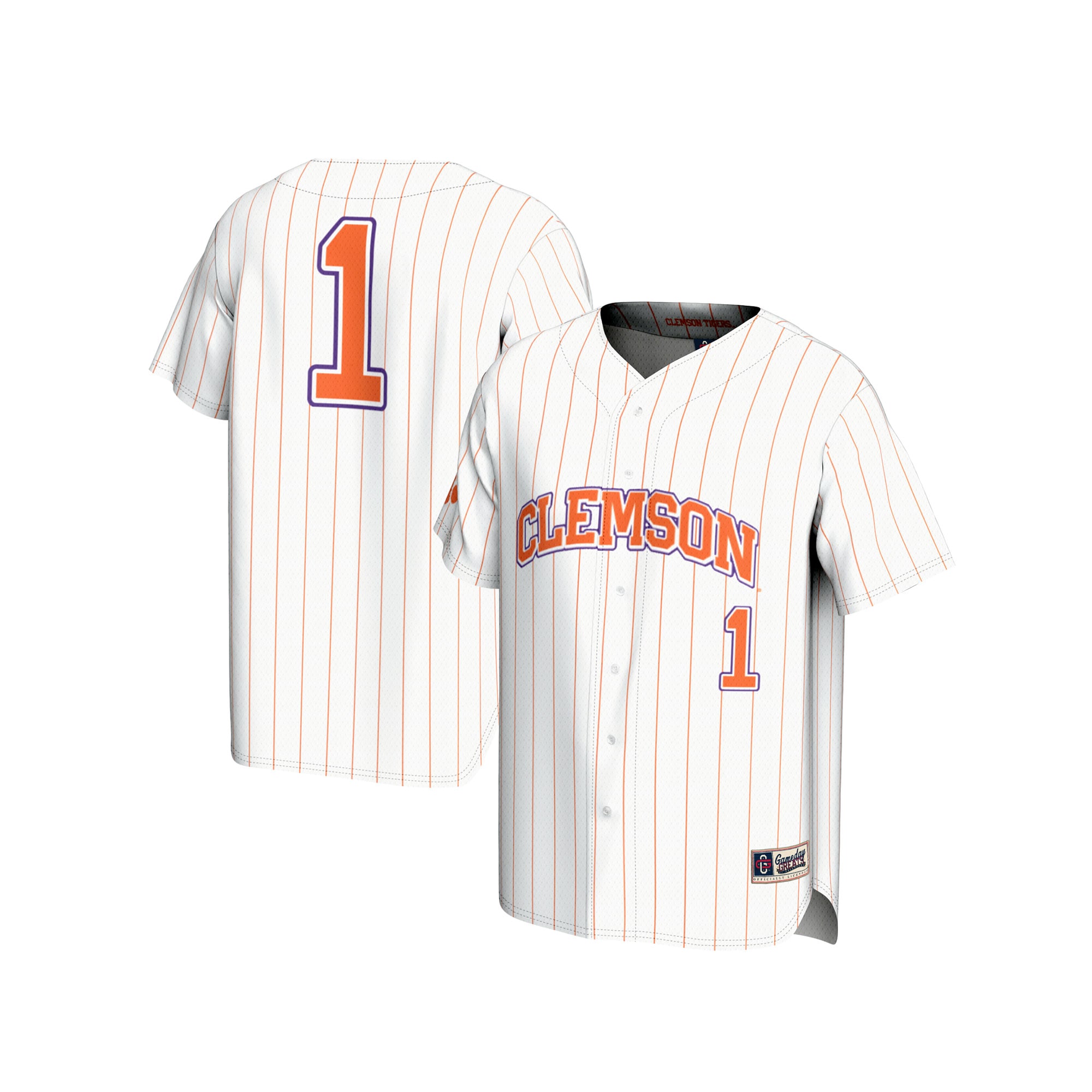 [NJP] Clemson Tigers GameDay Greats Youth Lightweight Baseball Fashion Jersey - White