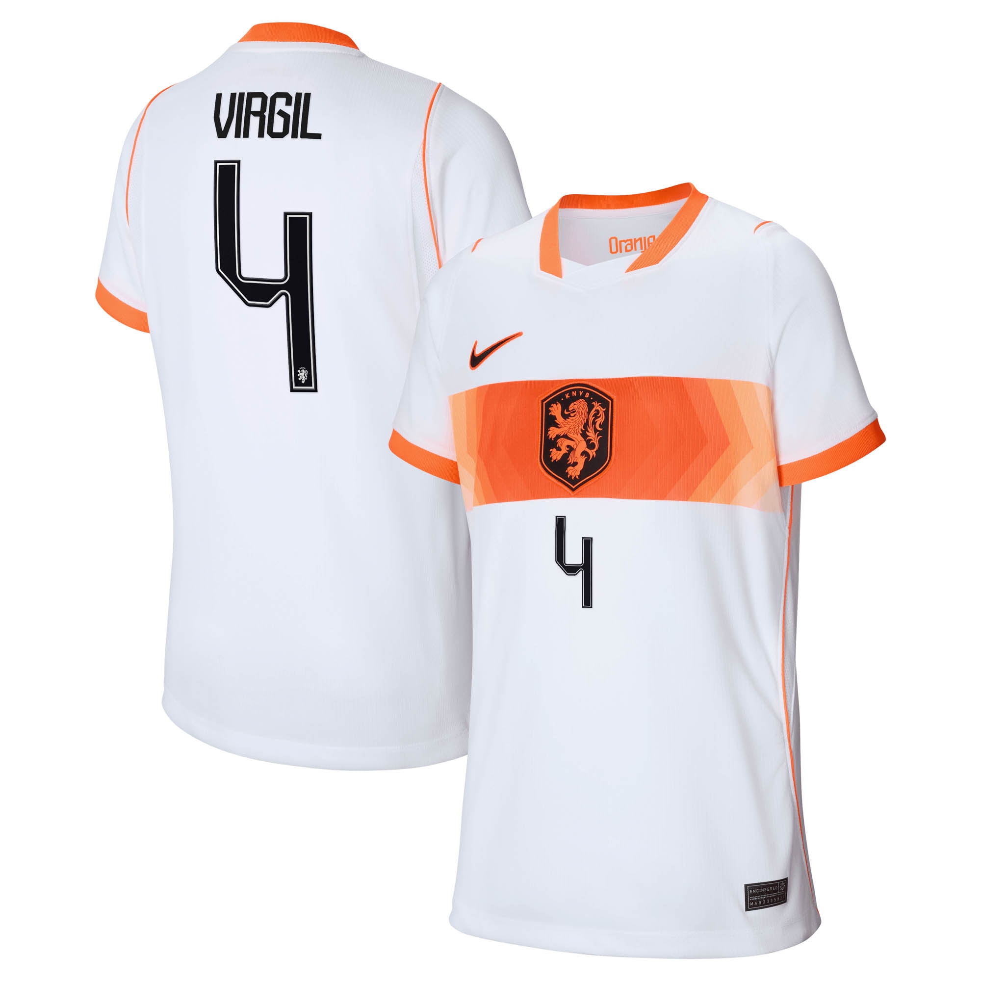 [JED] Virgil van Dijk Netherlands National Team Youth 2026 Away Stadium Replica Jersey - White