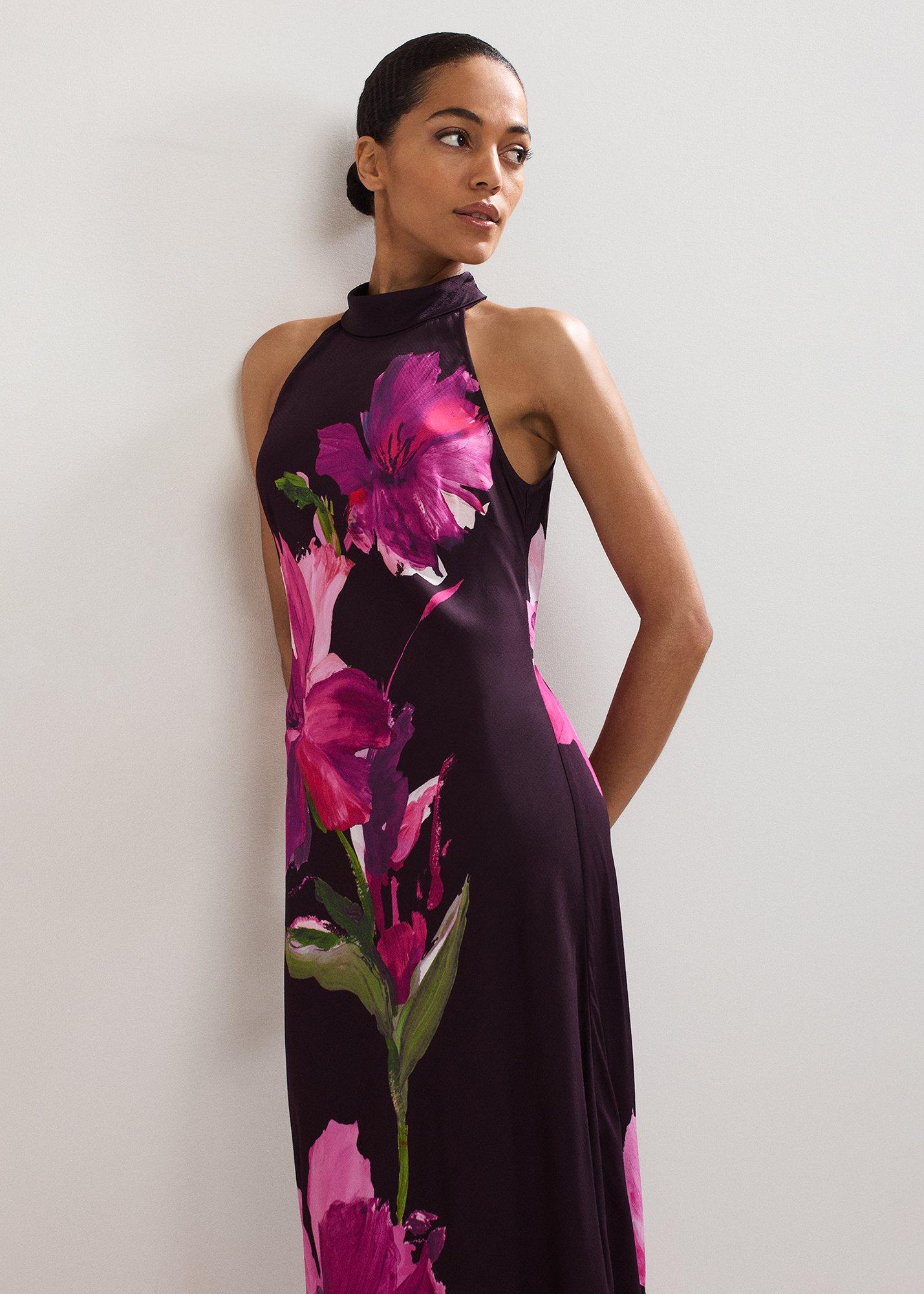 Petite Marcella Satin Printed Maxi Dress