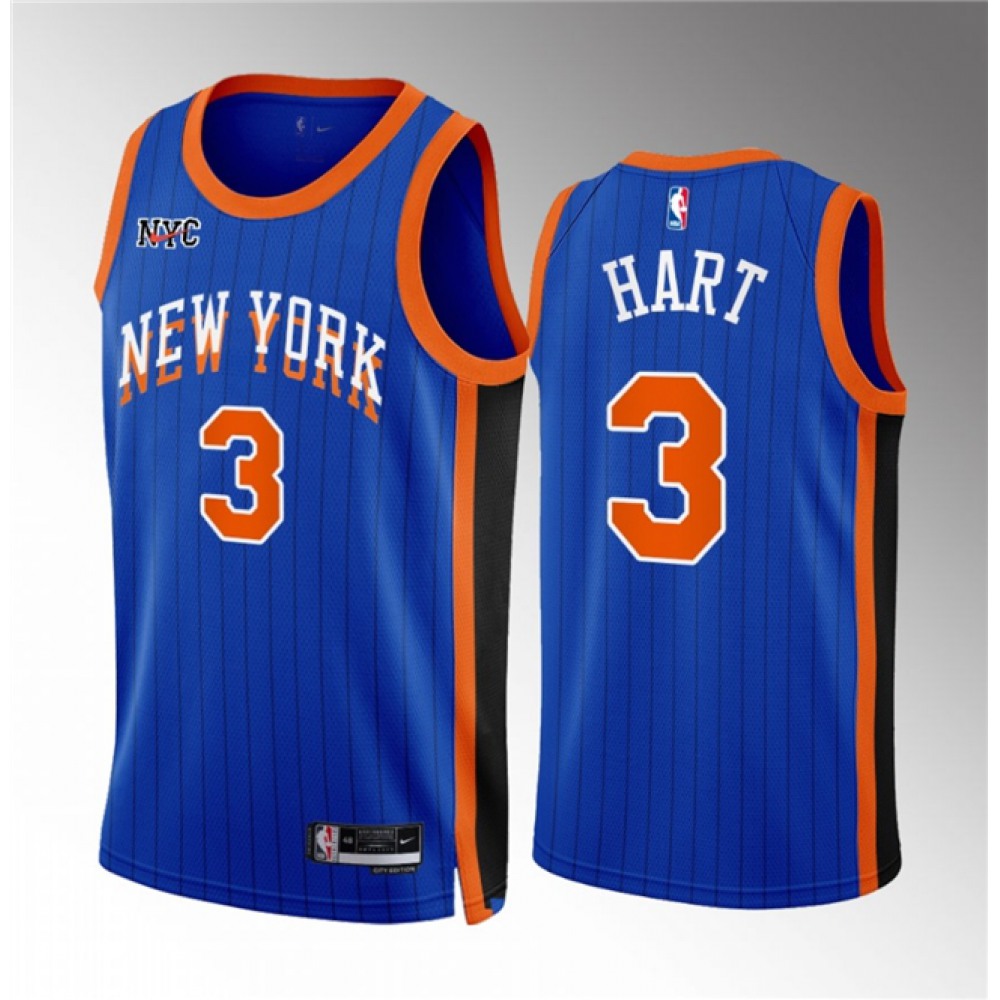 Game Day Contemporary Men's NY Knicks #3 Josh Blue Basketball Jersey