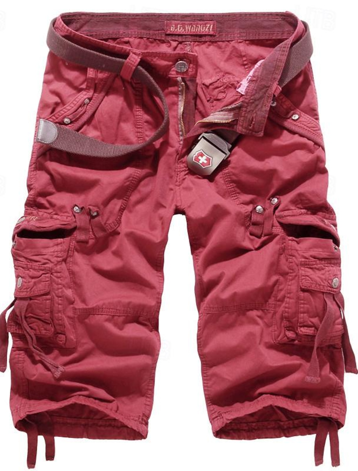 Men's Cargo Shorts Hiking Shorts Leg Drawstring Multi Pocket Multiple Pockets Plain Breathable Outdoor Calf-Length Casual Daily Streetwear Stylish ArmyGreen Wine Inelastic