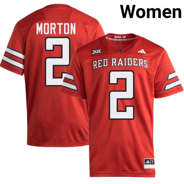 Texas Tech Red Raiders #2 Behren Morton Women Stitch Jersey - Red