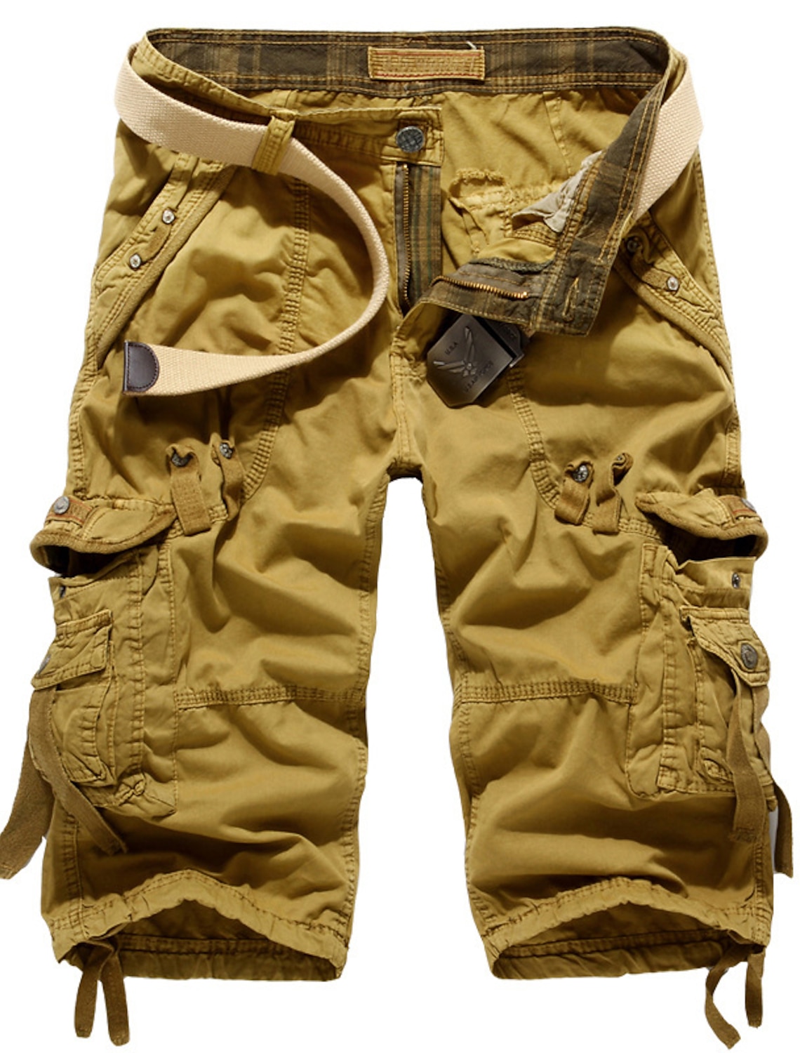 Men's Cargo Shorts Capri Pants Hiking Multi Pocket Plain Comfort