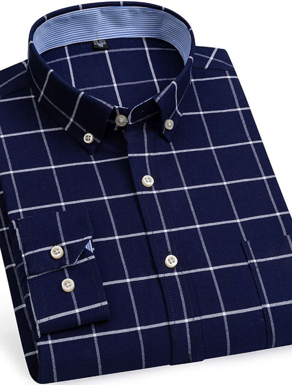 Men's Dress Shirt Button Down Shirt Oxford Shirt Non Iron Shirt Stripes and Plaid Vacation Wedding Light Yellow Denim Blue White Yellow Long Sleeve Turndown All Seasons Clothing Apparel Button-Down