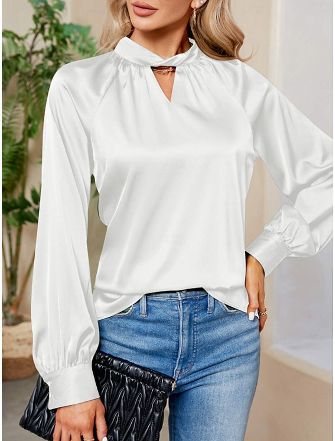 Women's Satin Shirt Blouse Party Work Ladies Stylish Long Sleeve Fall Winter