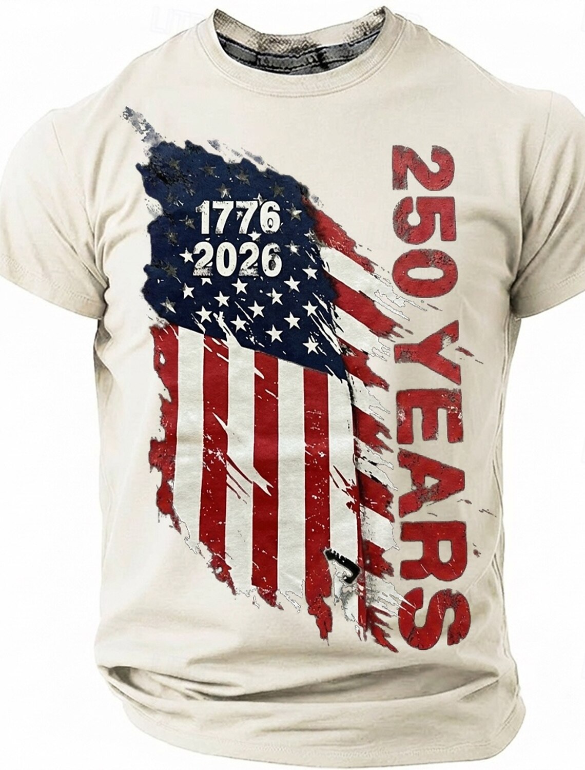 4th of July 2026 250th Men's American US Flag T Shirt Short Sleeve T shirt 3D Print Crew Neck Shirt Vintage Retro Patriotic Daily Festival Blue Light Blue Lake Blue Summer Spring Clothing Apparel S M