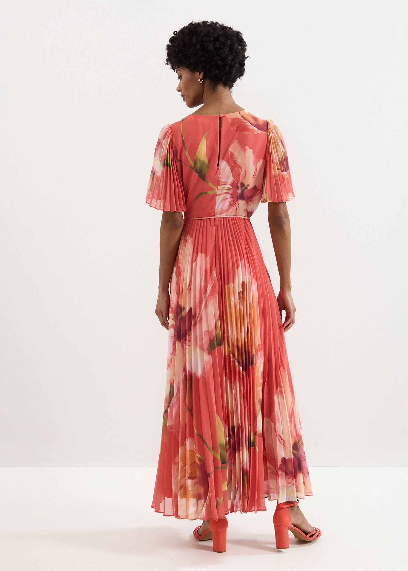 Petite Abigail Pleated Print Maxi Dress