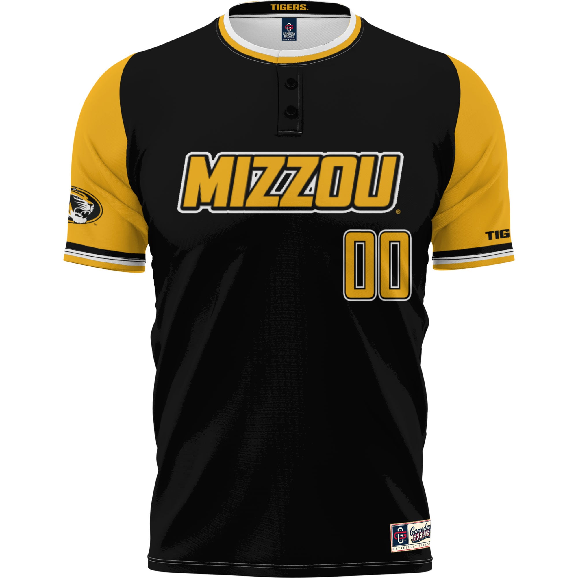 Missouri Tigers GameDay Greats Unisex NIL Pick-A-Player Lightweight Softball Jersey - Black