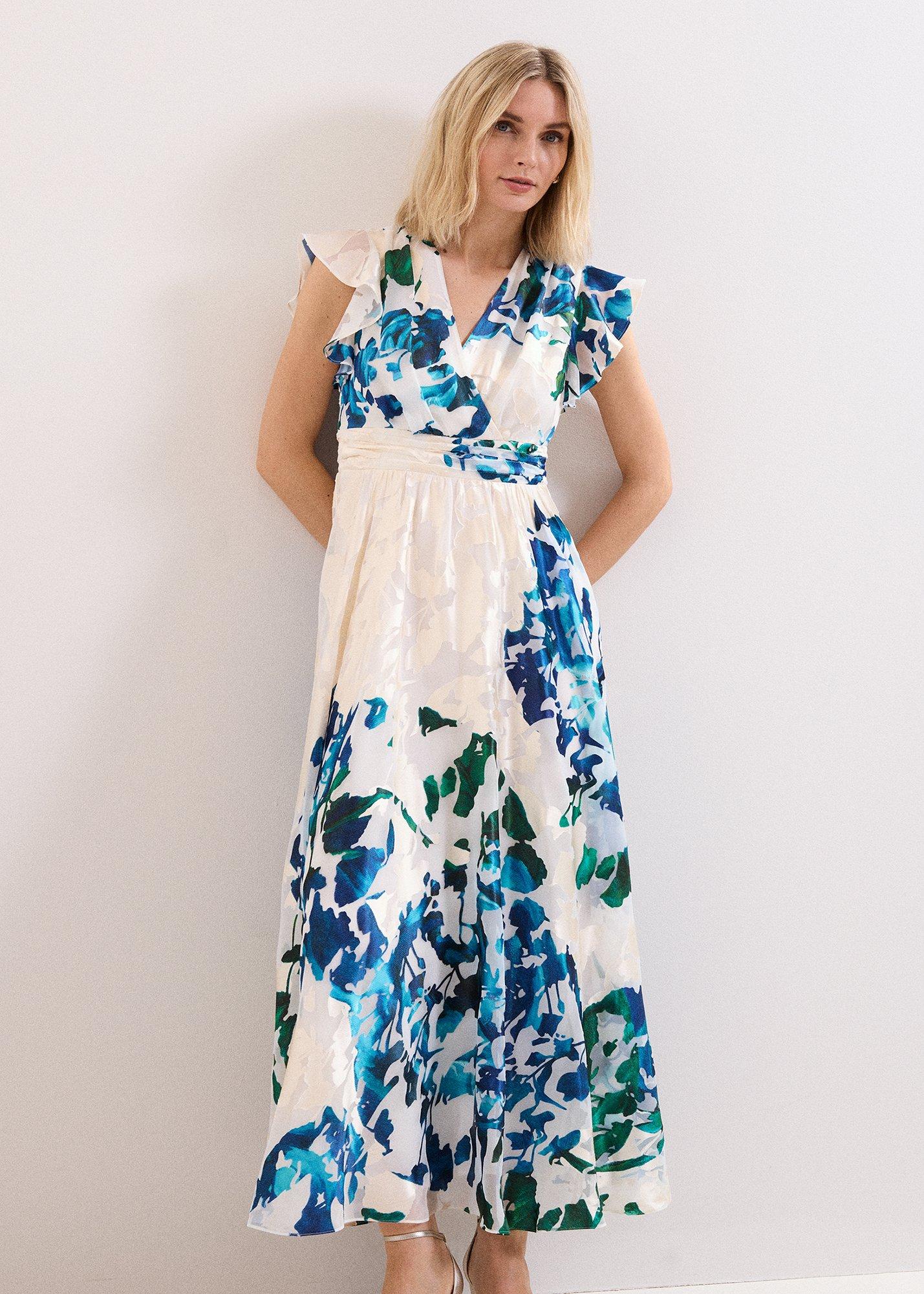 Petite Liana Blue Burnout Maxi Dress
