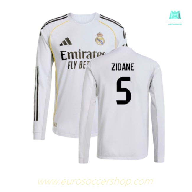 2025-2026 Real Madrid Authentic Long Sleeve Home Shirt (Zidane 5)
