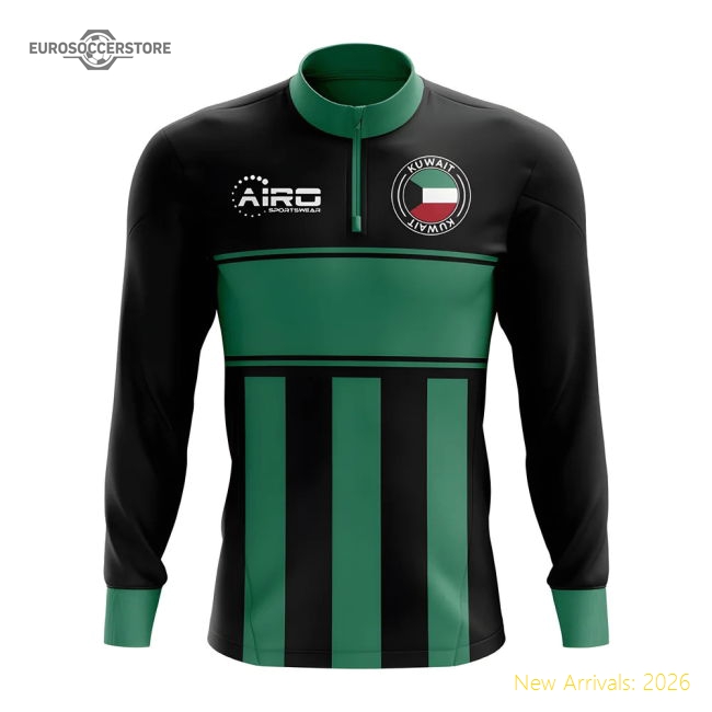 Elite Kuwait Concept Football Half Zip Midlayer Top (black-green)