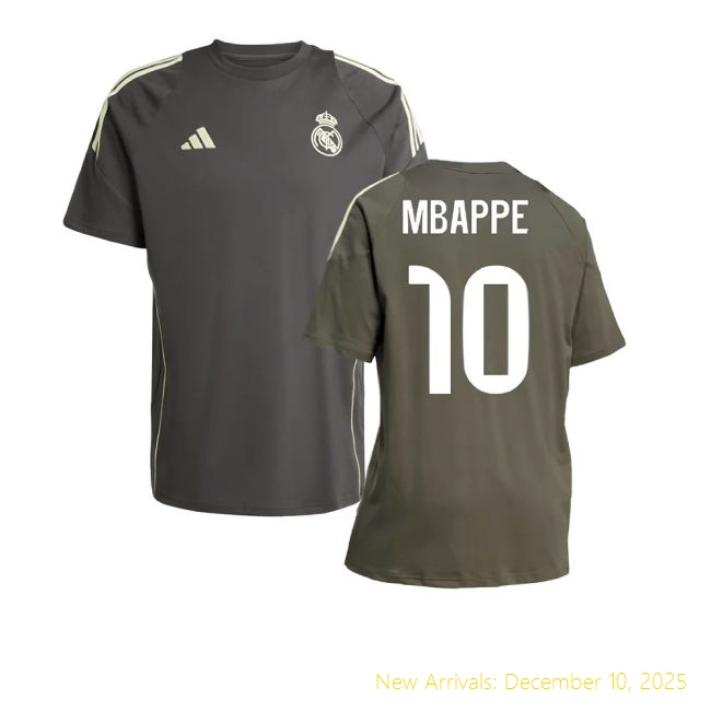 Top Grade 2025-2026 RM Real Madrid Training Tee (Utility Grey) (Mbappe