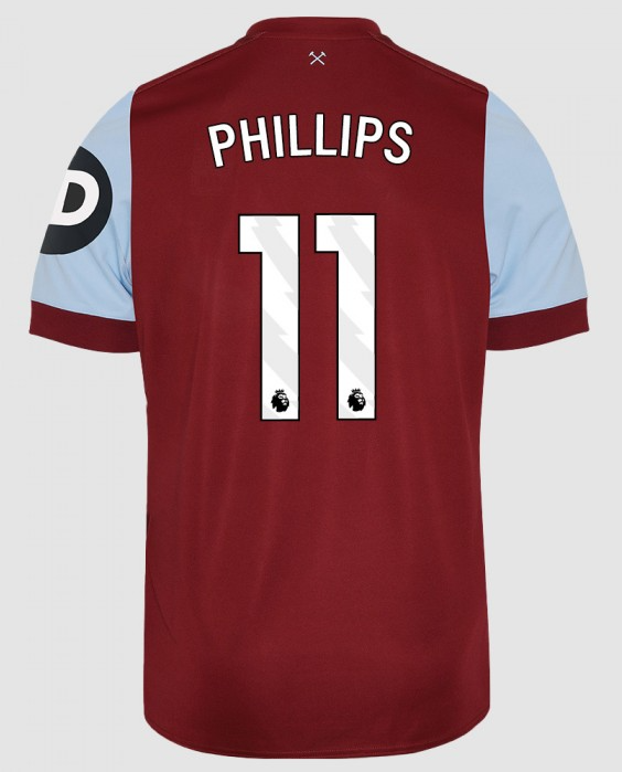West Ham United's PHILLIPS 11 Home Jersey for the 23-24 season.