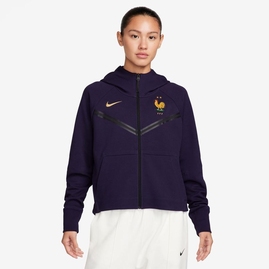 France Hoodie NSW Tech Fleece FZ - Blackened Blue/Club Gold Women Stadium Collection