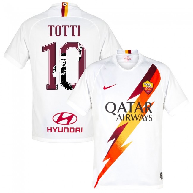 201920 AS Roma Away White 10 TOTTI Shirt Gallery Style Printing -