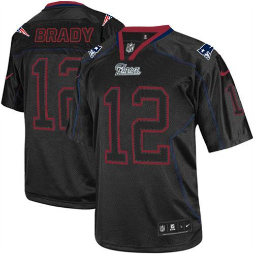 NFL NE Patriots #12 Tom Brady Black Lights Out Jersey - Authentic Q...