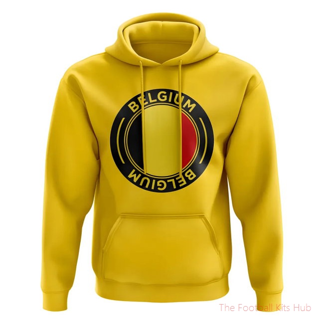 Men Belgium Football Badge Hoodie (Yellow) UEFA Euro