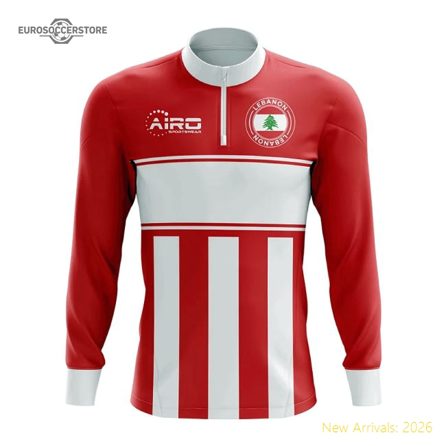 Lebanon Concept Football Half Zip Midlayer Top (red-white)