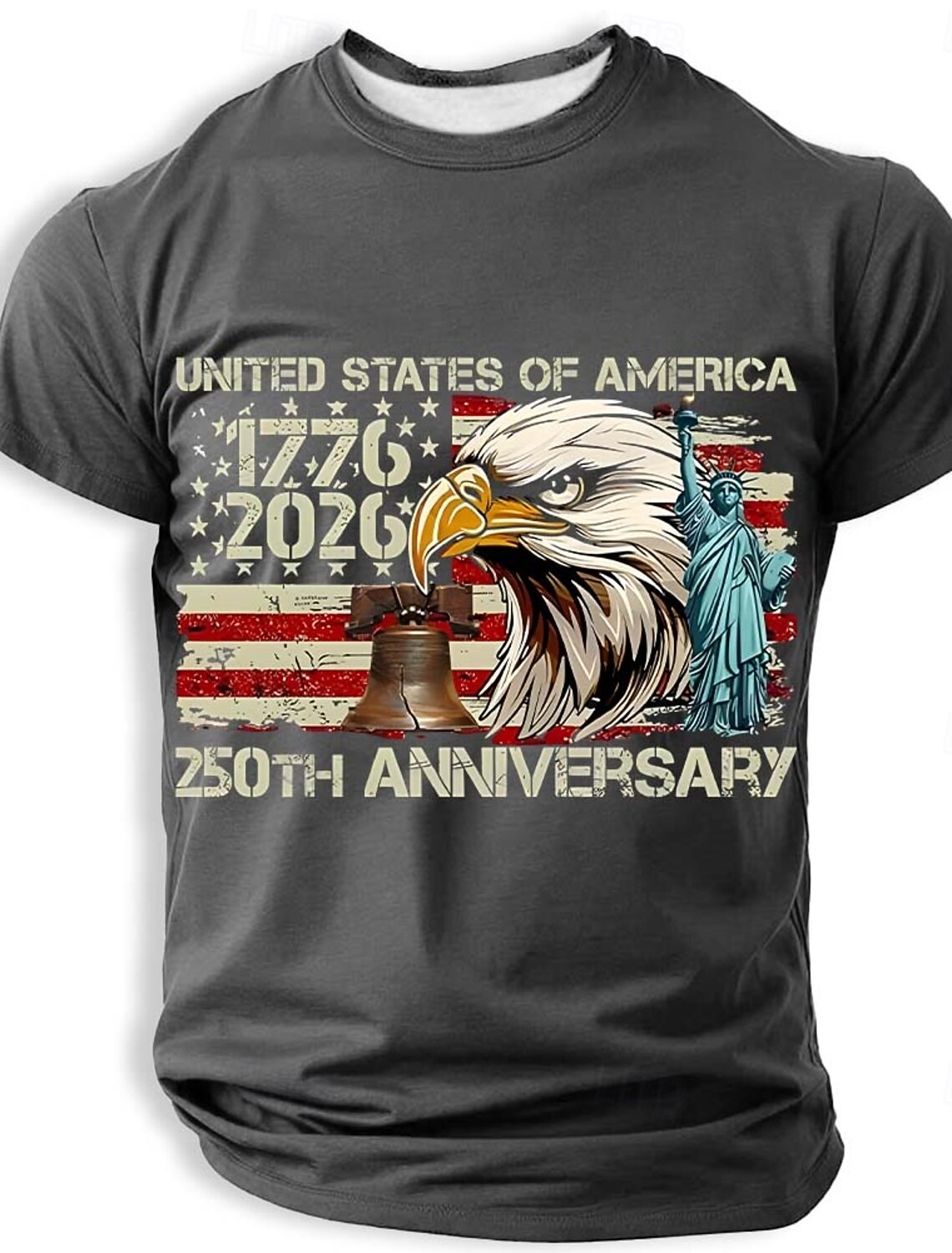 4th of July 2026 250th Memorial Day Men's 3D Print US Flag Crew Neck Short Sleeve T-Shirt Daily Street