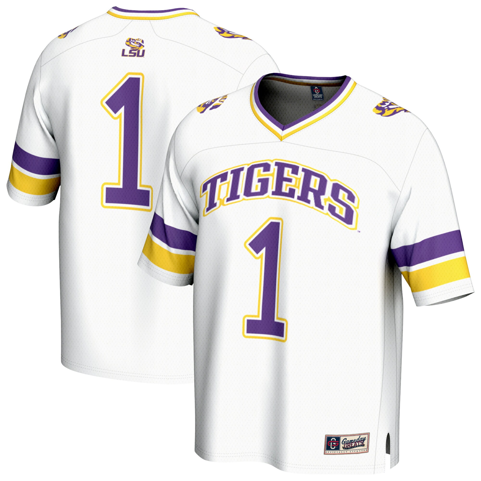 #1 LSU Tigers GameDay Greats Unisex Collegiate Football Fashion Jersey - White