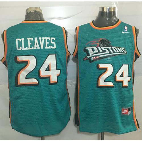 Detroit Pistons #24 Mateen Cleaves Green Nike Throwback Stitched NBA Jersey Mens