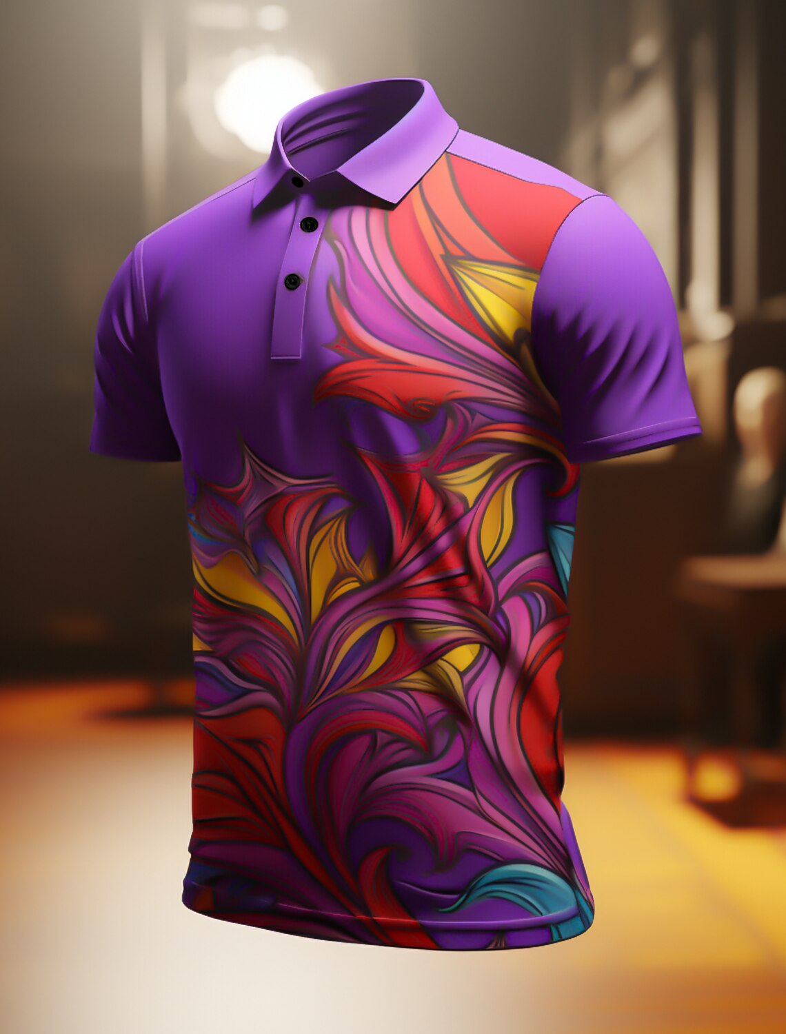Carnival Leaf Symbol Men's Abstract Print 3D Golf Polo Outdoor Daily