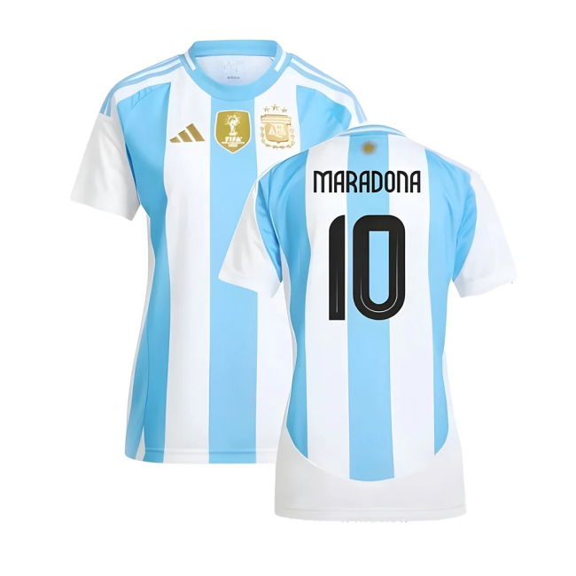 Official 2024-2025 Argentina Home Shirt (Ladies) (Maradona 10)