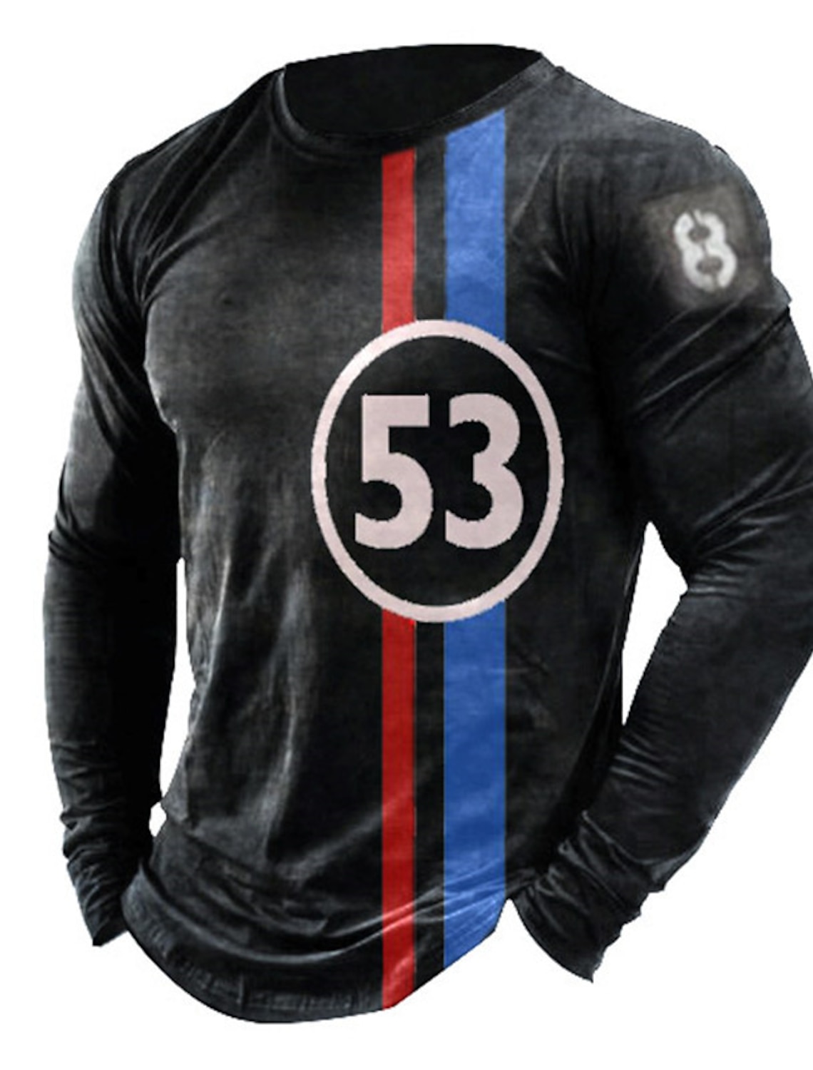 Men's Unisex Striped Graphic Prints T Shirt Distressed Long Sleeve 3D