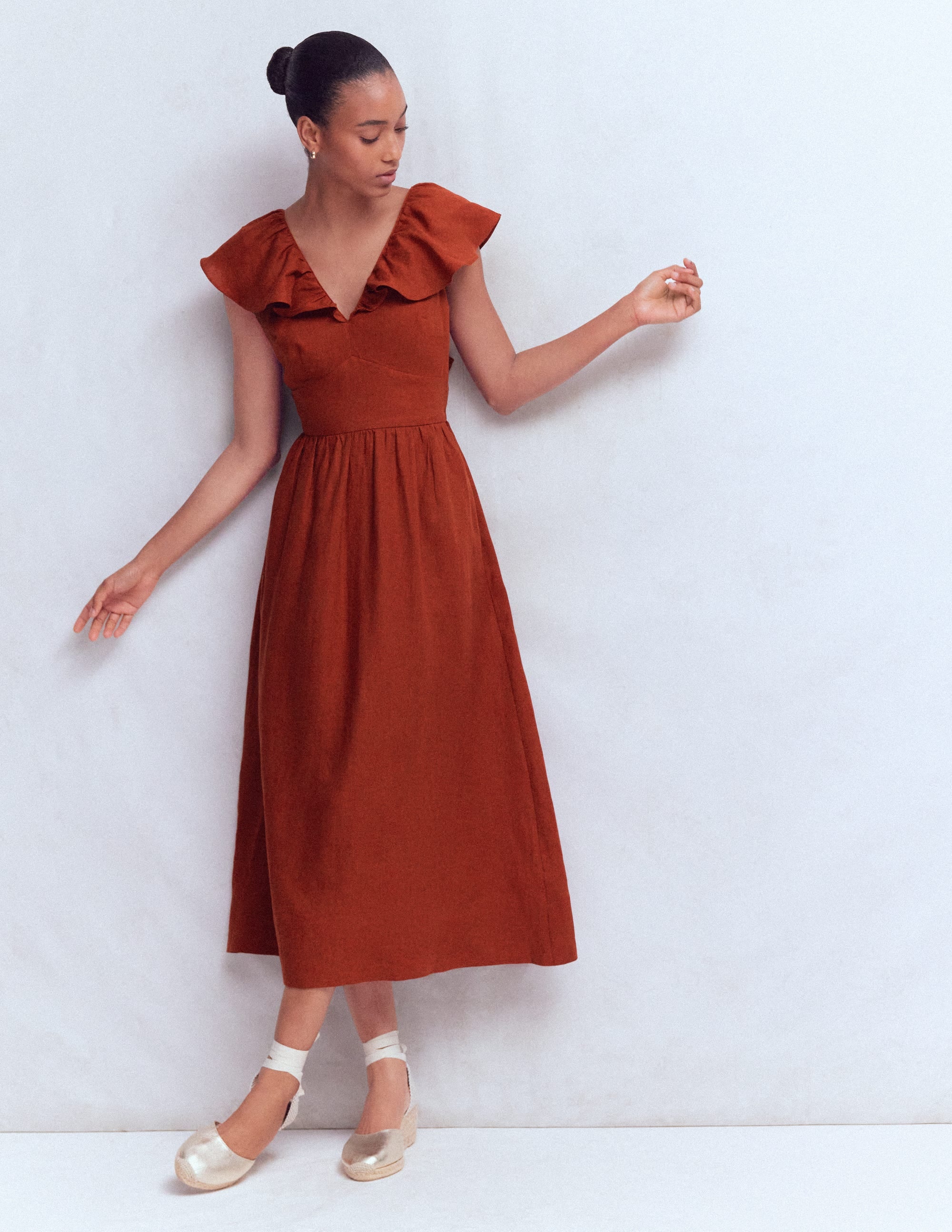Mega Ruffle Linen Dress