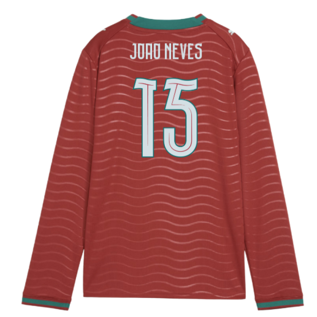 2026-2027 Portugal Long Sleeve Home Shirt (Kids) (Joao Neves 15)