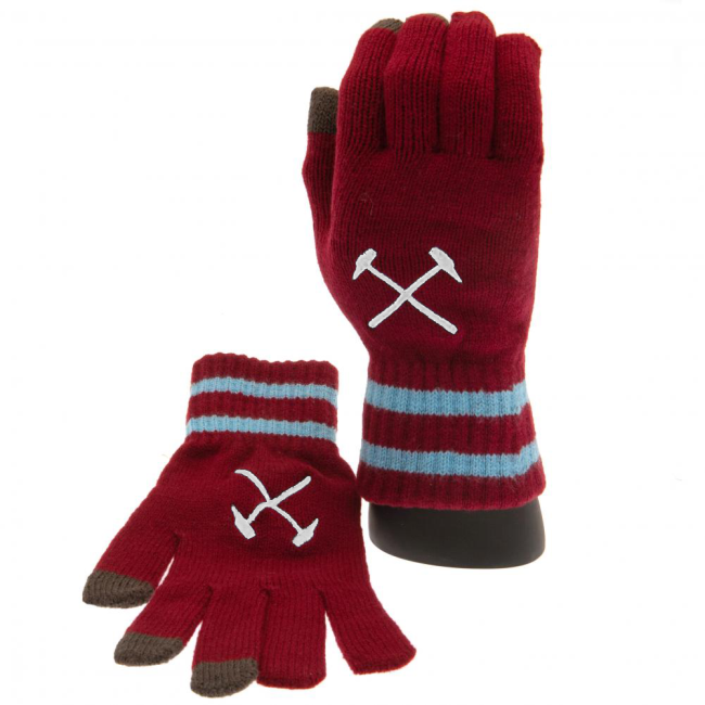 West Ham United Fc Touchscreen Knitted Gloves Youths Player Replica