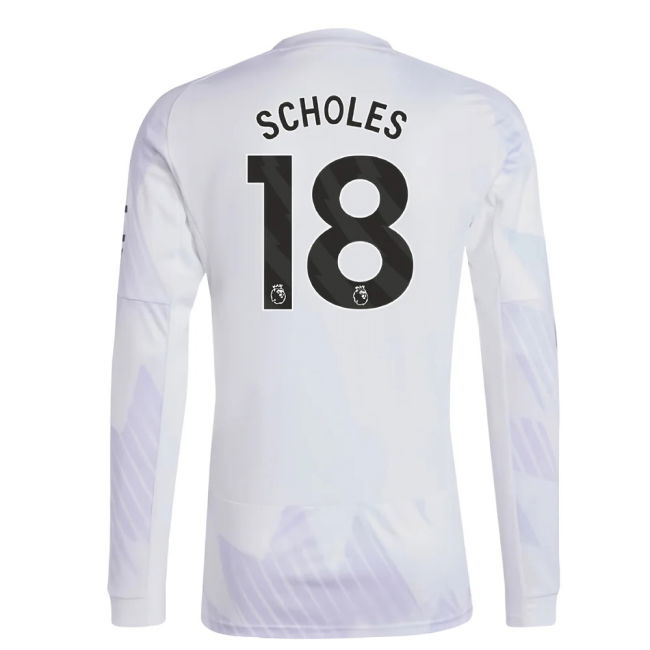 2025-2026 Man Utd Long Sleeve Away Kit (Scholes 18)