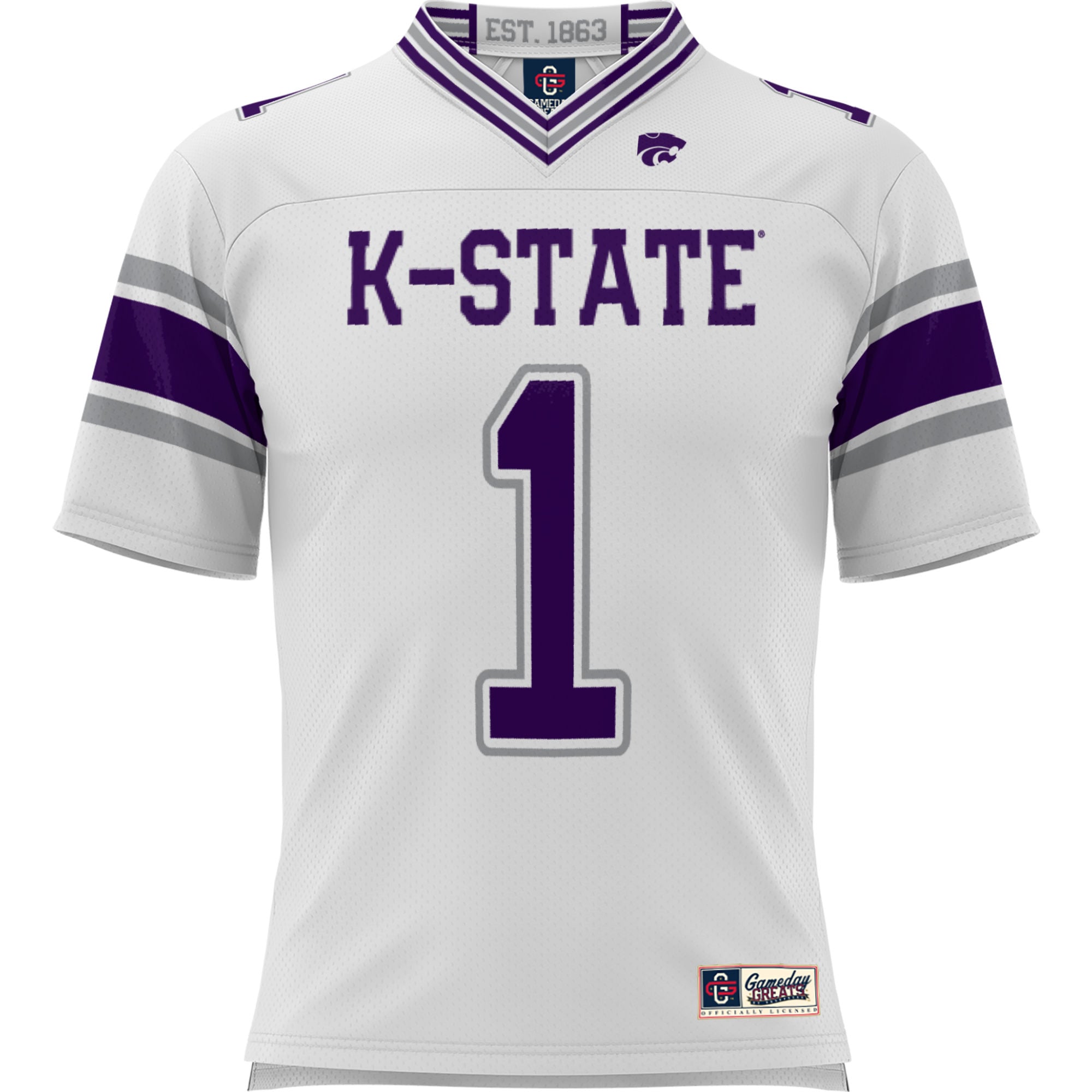 Men's #1 White Kansas State Wildcats Football Jersey