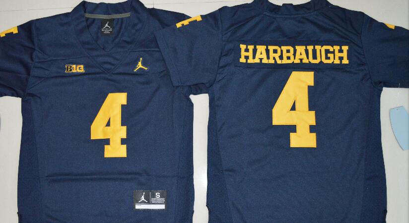 Men's UM Wolverines Blue 2024 game jersey Jim Harbaugh #4 official