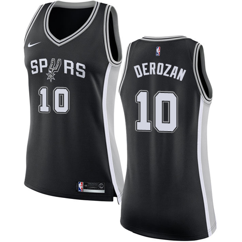 Nike San Antonio Spurs #10 DeMar DeRozan Black Womens NBA Swingman Icon Edition Jersey Womens