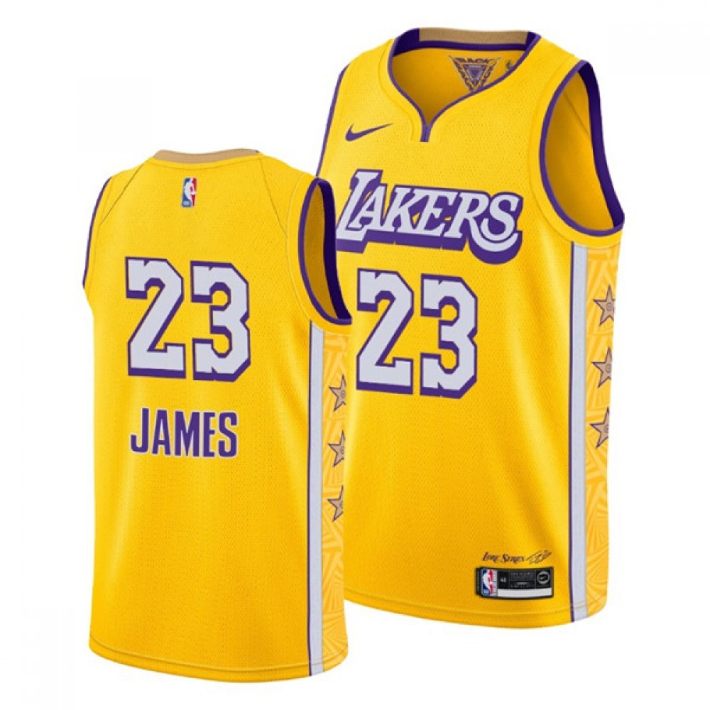 Collector's Item Men's Lakers #23 LeBron Gold Basketball Jersey