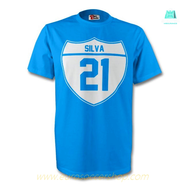 David Silva Man City Crest Tee (sky Blue) - Kids