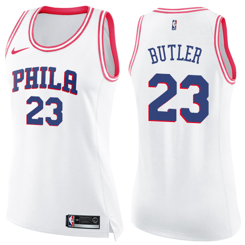 White Nike Jimmy Butler #23 76ers Jersey - Polyester Premium Quality