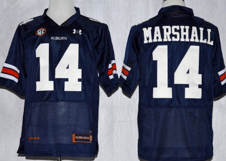 Men's None Blue 2024 breathable Nick Marshall #14 game day Jersey