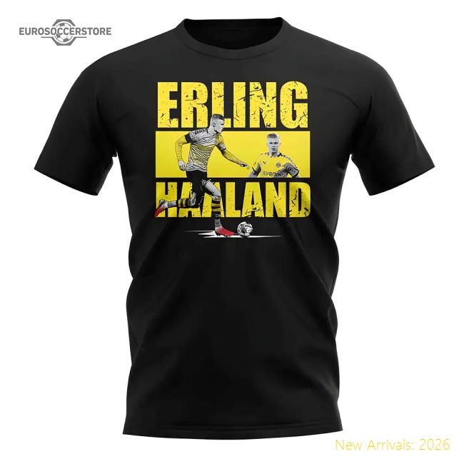 Premium Erling Haaland Player Collage Tee (black) - Official Design