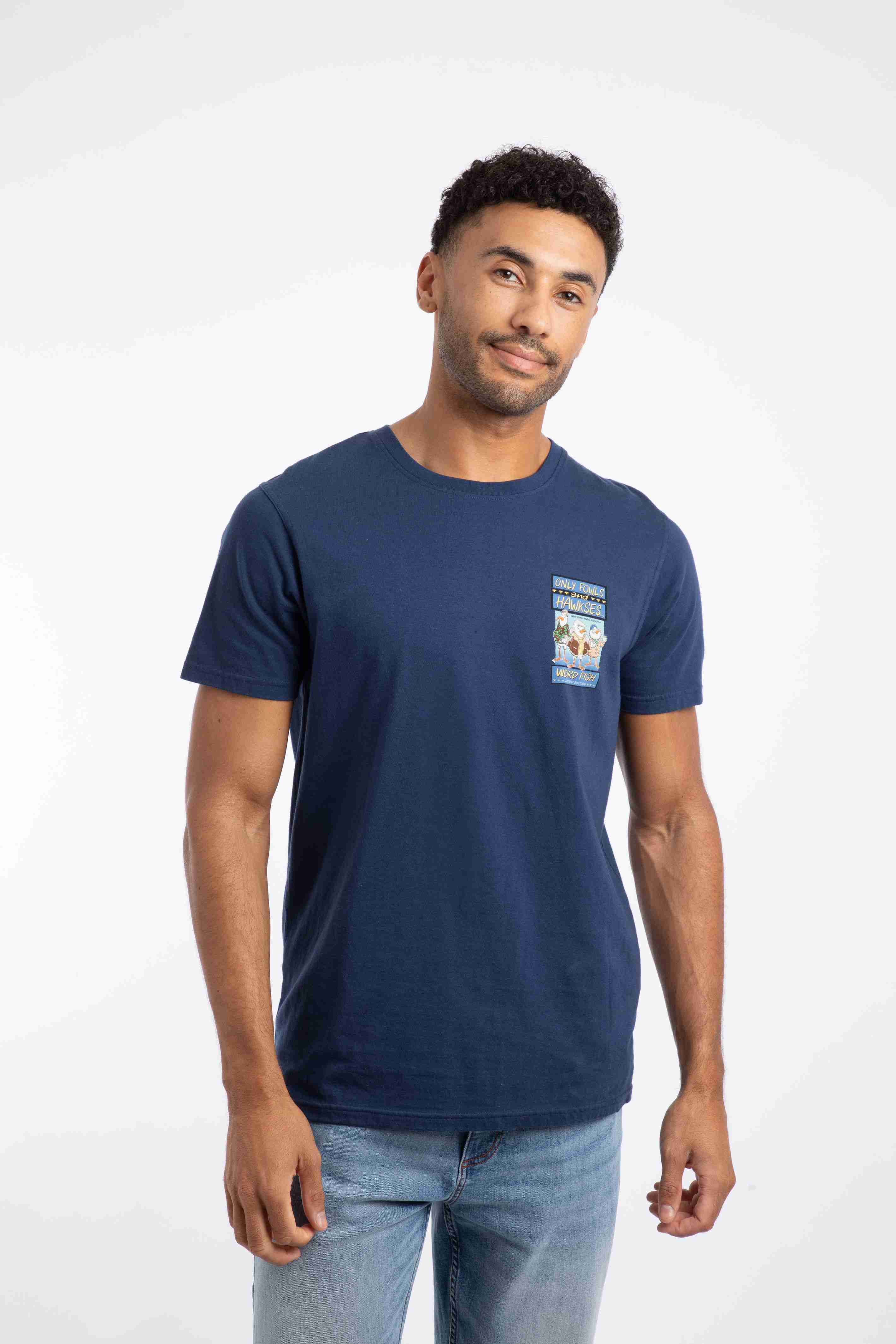 Only Fowls and Hawkses Back Print Artist T-Shirt Dark Blue