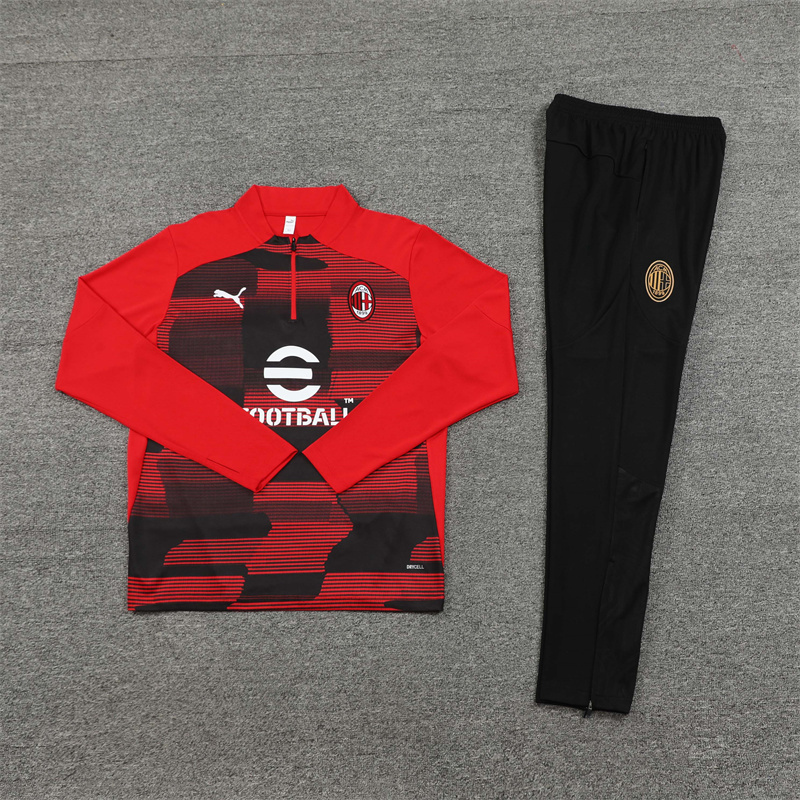 Professional Grade AC Milan 2425 Red Half Zipper Tracksuit