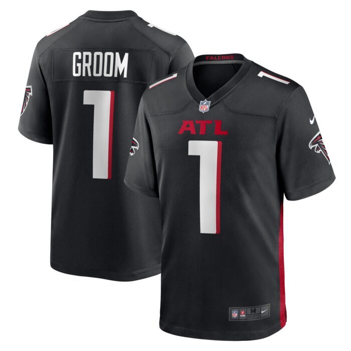 Men's Atlanta Falcons Number 1 Groom Nike Black Game Jerse...