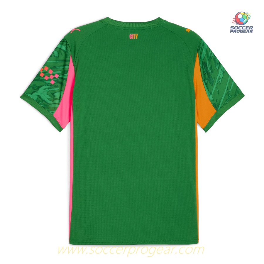 Manchester City Home Children Team Jersey 2025-2026 Season Green Goalkeeper