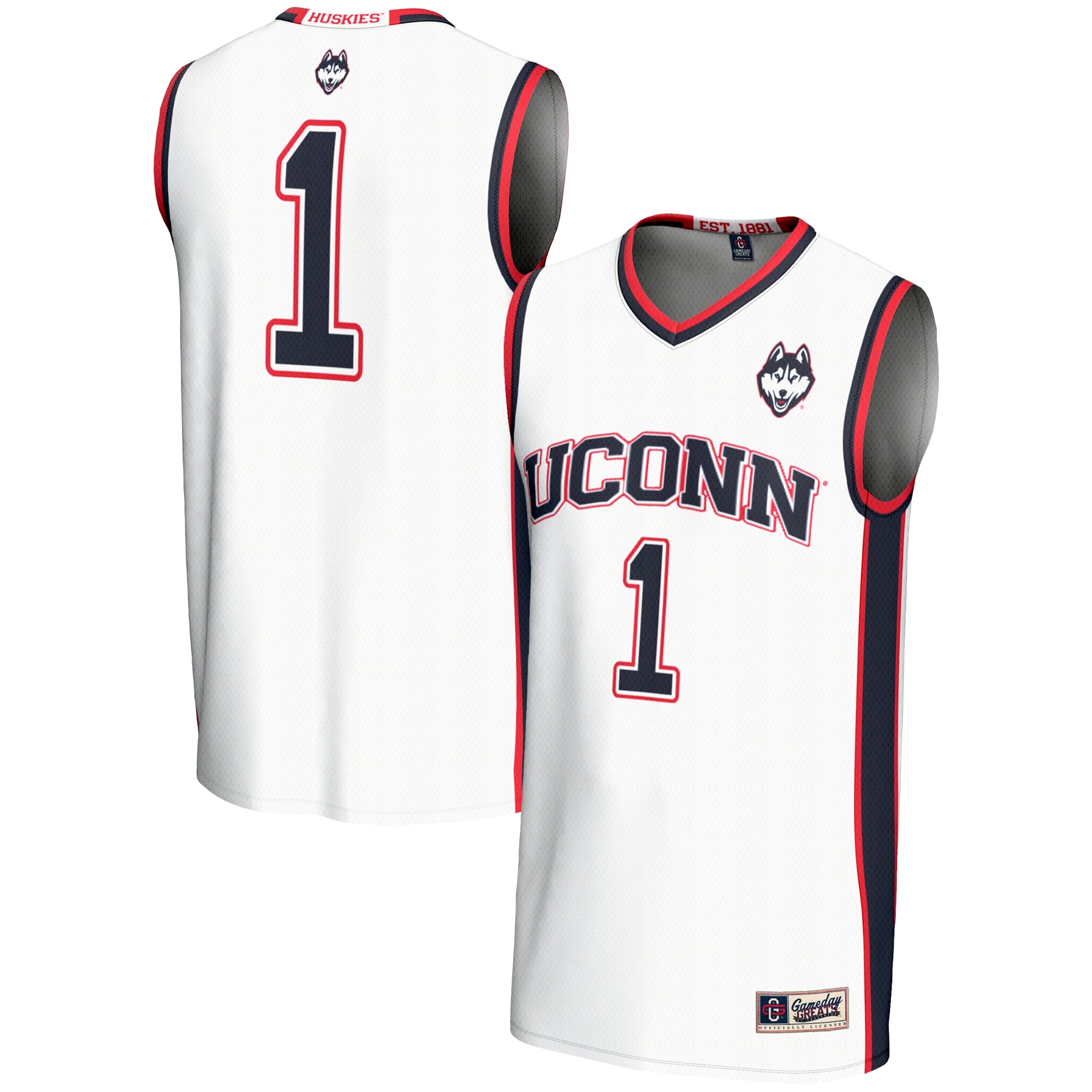 [NJP] UConn Huskies GameDay Greats Youth Lightweight Basketball Jersey - White